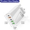 UK Ireland USB C Charger Block, LiFiYiRc 65W 6.6A 2 USB C 3 USB A Ports Plug for England Ireland Hong Kong, Type G Adapter Compatible for iPhone 16 15 14 13 12 11 Pro Max XS XR X SE Plus, Samsung