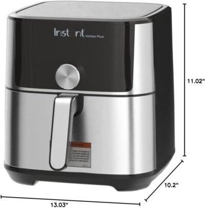 Instant Pot Vortex Plus 4QT Air Fryer, Custom Program Options, 6-in-1 Functions Crisps, Broils, Roasts, Dehydrates, Bakes, Reheats, 100+ In-App Recipes, from the Makers of Instant Pot, Stainless Steel