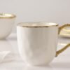 Pampa Bay Porcelain Mug, 5.75" x 3.75", 13 oz, White/Gold Tone, Oven and Dishwasher Safe, 13oz