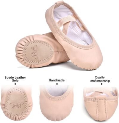 Stelle Ballet Shoes for Girls Toddler Ballet Slippers Soft Leather Boys Dance Shoes for Toddler/Little Kid/Big Kid
