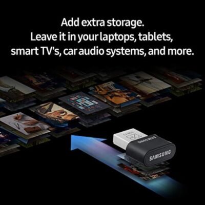SAMSUNG FIT Plus 3.1 USB Flash Drive, 128GB, 400MB/s, Plug In and Stay, Storage Expansion for Laptop, Tablet, Smart TV, Car Audio System, Gaming Console, MUF-128AB/AM,Gunmetal Gray
