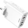 UK Ireland USB C Charger Block, LiFiYiRc 65W 6.6A 2 USB C 3 USB A Ports Plug for England Ireland Hong Kong, Type G Adapter Compatible for iPhone 16 15 14 13 12 11 Pro Max XS XR X SE Plus, Samsung