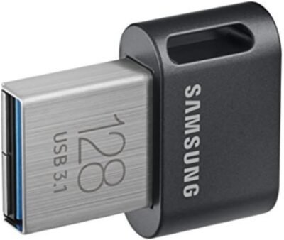 SAMSUNG FIT Plus 3.1 USB Flash Drive, 128GB, 400MB/s, Plug In and Stay, Storage Expansion for Laptop, Tablet, Smart TV, Car Audio System, Gaming Console, MUF-128AB/AM,Gunmetal Gray
