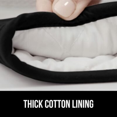 51NWifdgnfL._AC_SL1000_.jpg GORILLA GRIP Heat Resistant Durable Silicone Oven Mitts, BPA-Free Protective Grilling Potholders, Soft Cotton Lining, Flexible Waterproof Cooking Mitt Set, Kitchen Home Essentials, 12.5x8.3, Black