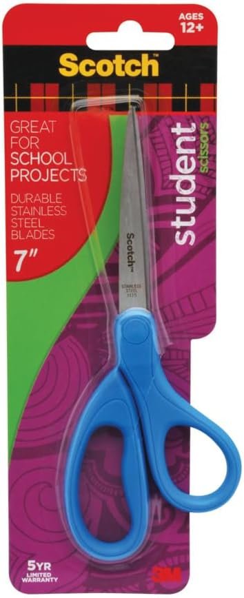 Scotch Kids Pointed Tip Scissors with Soft Touch, 5 Inches (1442P) (Colors may vary)