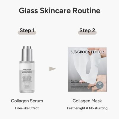 SUNGBOON EDITOR Deep Collagen Boost Set | Collagen Face Mask & Serum for Face, Real collagen 2,160,000ppb, Volufiline, Glass Skin, Skin Elasticity, Volumizing, Korean Skin Care, 37gx4ea & 1.01fl.oz