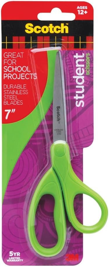 Scotch Kids Pointed Tip Scissors with Soft Touch, 5 Inches (1442P) (Colors may vary)