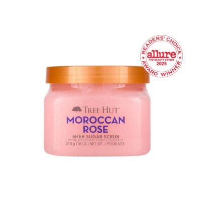 Tree Hut Moroccan Rose Shea Sugar Scrub | Exfoliating Body Scrub Removes Dead, Dry Skin for a Soft & Hydrated Feel | Nourishing Essential Body Care | 18 fl oz.