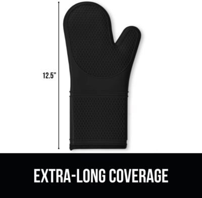 51ZpPzea64L._AC_SL1000_.jpg GORILLA GRIP Heat Resistant Durable Silicone Oven Mitts, BPA-Free Protective Grilling Potholders, Soft Cotton Lining, Flexible Waterproof Cooking Mitt Set, Kitchen Home Essentials, 12.5x8.3, Black