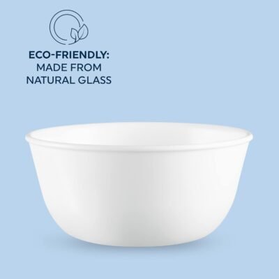 51lqj5ugjiL._AC_SL1500_.jpg Corelle Vitrelle 28-oz Soup/Cereal Bowls Set of 6 Chip & Crack Resistant Dinnerware Bowls for Soup, Ramen, Cereal and More, Triple Layer Glass, Winter Frost White