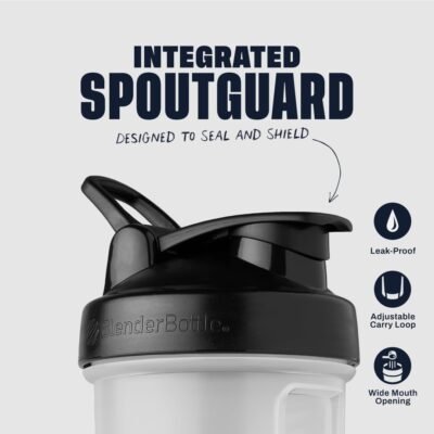 BlenderBottle Classic V2 Shaker Bottle Perfect for Protein Shakes and Pre Workout, 28-Ounce, Clear/Black