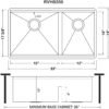 Ruvati 33-inch Workstation 60/40 Double Bowl Undermount 16 Gauge Stainless Steel Ledge Kitchen Sink - RVH8356
