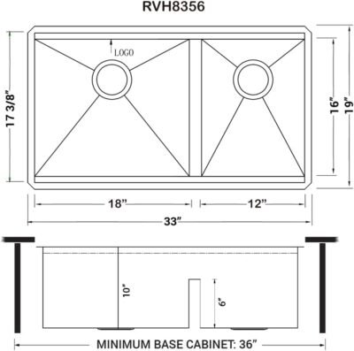 Ruvati 33-inch Workstation 60/40 Double Bowl Undermount 16 Gauge Stainless Steel Ledge Kitchen Sink - RVH8356
