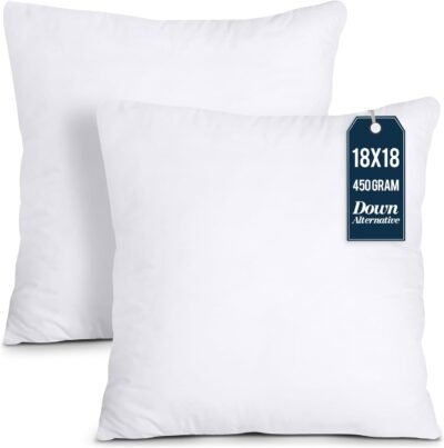 Utopia Bedding Throw Pillows Insert, Bed and Couch Pillows - Indoor Decorative Pillows (White, 18x18 Inch)
