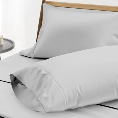 THREAD SPREAD 100% Egyptian Cotton Pillow Cases - 1000 Thread Count Queen/Standard Size Set of 2, Soft & Breathable Extra Long Staple Sateen Weave Cotton Pillow Covers for Bed - Silver