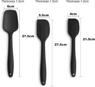 Silicone Spatula 3-piece Set, Ergonomic Handle High Heat-Resistant Spatulas, Non-stick Rubber Spatulas with Stainless Steel Core, Black
