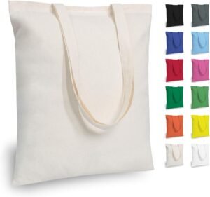 TOPDesign 12-Pack Economical 16"x15" Cotton Tote Bags, Lightweight Medium Reusable Grocery Shopping Cloth Bags, Suitable for DIY, Advertising, Promotion, Gift, Activity