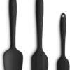 Silicone Spatula 3-piece Set, Ergonomic Handle High Heat-Resistant Spatulas, Non-stick Rubber Spatulas with Stainless Steel Core, Black