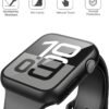 Misxi 2 Pack Tempered Glass Case Compatible for Apple Watch Series 10 (2024) 46mm, Hard PC Screen Protector Overall Protection Ultra-Thin Lightweight Scratch-Resistant Cover for iWatch, Satin Black
