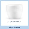 615kPQN79iL._AC_SL1500_.jpg Corelle Vitrelle 28-oz Soup/Cereal Bowls Set of 6 Chip & Crack Resistant Dinnerware Bowls for Soup, Ramen, Cereal and More, Triple Layer Glass, Winter Frost White