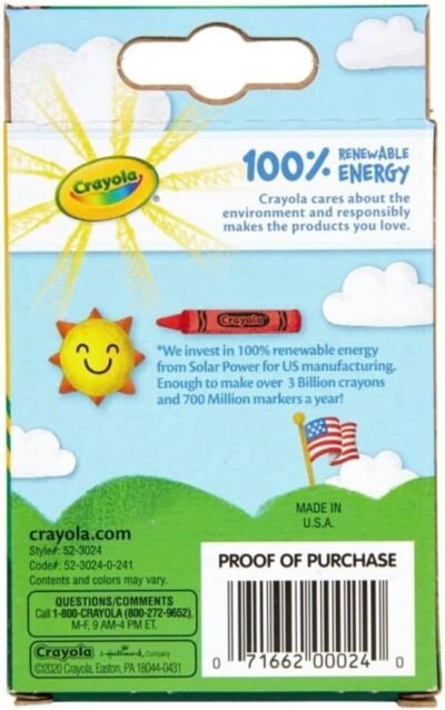 975 Supply 1 pack Crayons, Classic Colors, Crayons For Kids, School Crayons, Assorted Colors - 24 Crayons Per Box - 1 Box