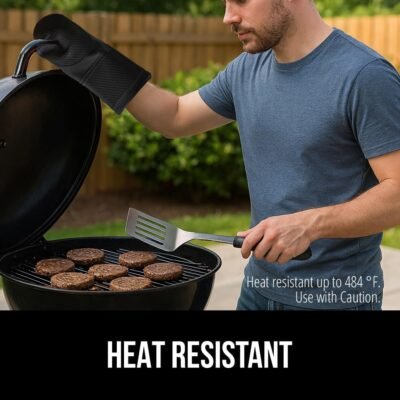 6185kUvCwcL._AC_SL1000_.jpg GORILLA GRIP Heat Resistant Durable Silicone Oven Mitts, BPA-Free Protective Grilling Potholders, Soft Cotton Lining, Flexible Waterproof Cooking Mitt Set, Kitchen Home Essentials, 12.5x8.3, Black