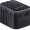 EPICKA Universal Travel Adapter, International Power Adapter with 2 USB-A & 3 USB-C Ports Wall Charger - Worldwide Travel Essentials, European Travel Plug Adapter for UK/US/AU (TA-105C, Black)