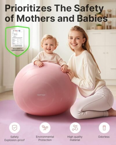 61DicoWzxHL._AC_SL1500_.jpg YOTTOY Anti-Burst Exercise Ball for Working Out, Yoga & Pregnancy, Extra Thick Workout Ball for Physical Therapy & Fitness
