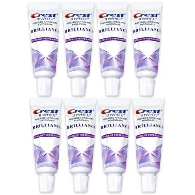 61E1Jh7F4iL._SL1000_.jpg Crest 3D White Brilliance Toothpaste, Vibrant Peppermint, Travel Size 0.85 oz (24g) - Pack of 8