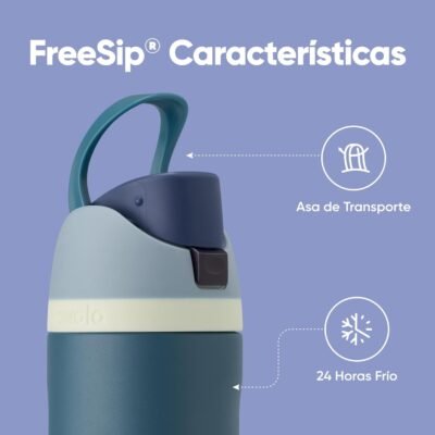 Owala FreeSip Insulated Stainless Steel Water Bottle with Straw, BPA-Free Sports Water Bottle, Great for Travel, 24 Oz, Denim