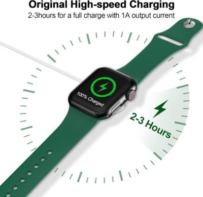 𝟐𝟎𝟐𝟓 𝐔𝐩𝐠𝐫𝐚𝐝𝐞𝐝 for Apple Watch Charger Magnetic Fast Charging Cable [Portable] Magnetic Wireless Charging Compatible with iWatch Series Ultra/10/9/8/7/6/SE/5/4/3/2-[3.3FT] White
