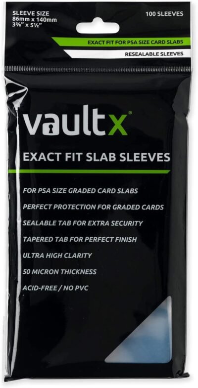 Vault X Graded Trading Card Slab Sleeves, Exact Fit Bags for PSA, MGC, CGC, UGC, GG and Other Similar Sized Cases, Collectible Card Games, Sports, TCG (100 Pack)