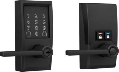 Schlage FE789WBCEN622LAT Encode Century WiFi Latitude Lever Smart Keyless Entry Touchscreen Door Lock, Matte Black