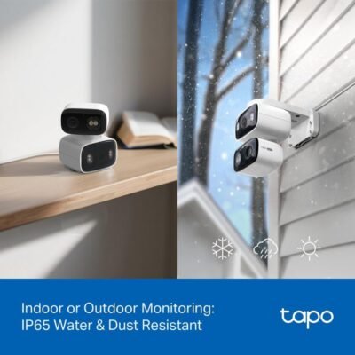 Tapo 2K 3MP Indoor/Outdoor Dual Lens Pan/Tilt Security Camera – 130° Wide-Angle + 6mm Telephoto, 360° Pan, Free Person/Vehicle Detection, SD/Cloud Storage, Works w/Alexa & Google Home – HybridCam Duo