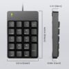Wired Number Pad, USB Numeric Keypad 19 Key Number Keypad Keyboard for Laptop PC Computer Notebook, Big Print Letters - Black