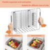 61Nw26QqcL._AC_SL1000_.jpg Stainless Steel Dish Drying Rack(15.2"L X 11"W X 5.3"H), Expandable Fruit & Vegetable Drain Rack over Sink, Dish Drainer Rack in Sink, with Stainless Steel Utensil Holder & Silicone Mat(16")