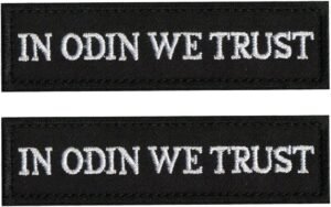 2 PCS AliPlus Viking Patches in Odin We Trust Valhalla Patch Embroidered Patches Tactical Morale Patch Hook and Loop(Black White)