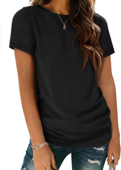 ATHMILE Womens T Shirt Summer Tops Short Sleeve Fashion Basic Casual Oversized Beach Vacation Clothes 2025 Trendy