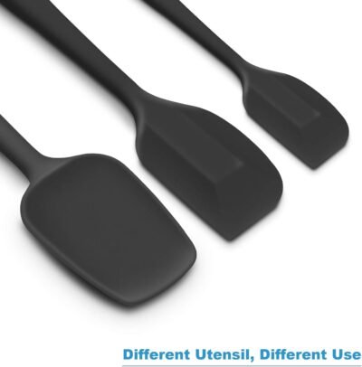 Silicone Spatula 3-piece Set, Ergonomic Handle High Heat-Resistant Spatulas, Non-stick Rubber Spatulas with Stainless Steel Core, Black