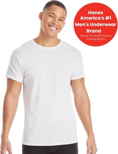 Hanes Packs, Stay-Tucked Soft Cotton, Best Undershirts for Men, White/Black/Asstd Multipacks