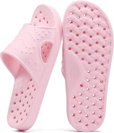 shevalues Shower Shoes for Women Men with Arch Support Quick Drying Pool Slides Lightweight Beach Sandals with Drain Holes