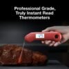 ProfessionaI Meat Thermometer Digital, 3X Faster 0.5 Sec Instant Read, NIST Certified Accuracy ±0.5°F, 100% Waterproof Probe, Auto-Rotate Bright Indicator, for Candy/Grill/BBQ, Red & Gray