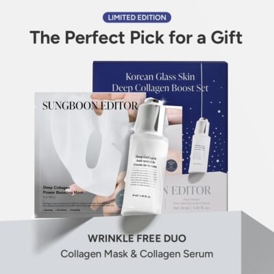 SUNGBOON EDITOR Deep Collagen Boost Set | Collagen Face Mask & Serum for Face, Real collagen 2,160,000ppb, Volufiline, Glass Skin, Skin Elasticity, Volumizing, Korean Skin Care, 37gx4ea & 1.01fl.oz
