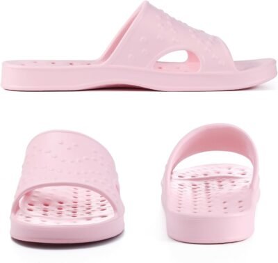 shevalues Shower Shoes for Women Men with Arch Support Quick Drying Pool Slides Lightweight Beach Sandals with Drain Holes