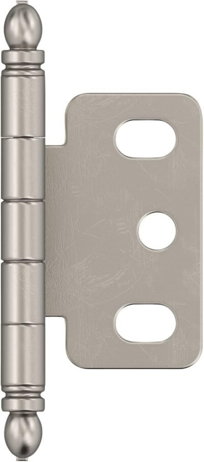 Amerock | Cabinet Hinge | 3/4 inch (19 mm) Door Thickness Hinge | Satin Nickel | 1 Pack | Non Self-Closing Hinge | Partial Wrap Hinge | Cabinet Door Hinge