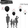 PartyWoo Black Balloons 140 pcs Different Sizes Pack of 18 12 10 5 Inch Matte Black Latex Balloon Arch Kit Garland for Graduation Halloween New Year Anniversary Birthday Party Decorations Black-Y18