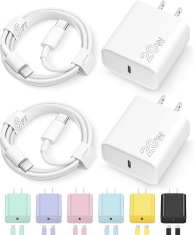 61lzntbBnL._AC_SL1500_.jpg iPhone 16 15 Charger Fast Charging Type C Chargers USB C Charger Block iPhone 16 Chargers with 2 Pack 6FT Cable for iPhone 16/16 Plus/16 Pro/16 Pro Max/iPhone 15/15 Pro Max/iPad Pro/AirPods