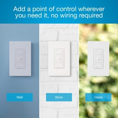 Lutron Pico Remote for Caseta Smart Dimmer Switch, 3-Button Control with Raise/Lower and Preset Lighting Level, For Table Top or Wallmount Use, PJ2-3BRL-WH-L01R, White