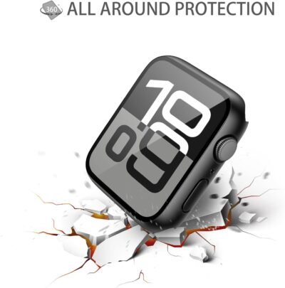 Misxi 2 Pack Tempered Glass Case Compatible for Apple Watch Series 10 (2024) 46mm, Hard PC Screen Protector Overall Protection Ultra-Thin Lightweight Scratch-Resistant Cover for iWatch, Satin Black