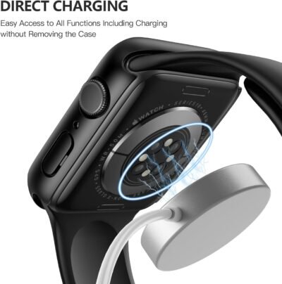 Misxi 2 Pack Tempered Glass Case Compatible for Apple Watch Series 10 (2024) 46mm, Hard PC Screen Protector Overall Protection Ultra-Thin Lightweight Scratch-Resistant Cover for iWatch, Satin Black